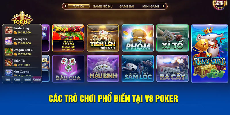 Các trò chơi phổ biến tại V8 Poker